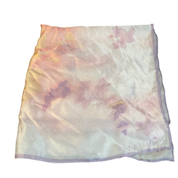 Anne Klein Sheer Floral Pastel Scarf 21"x21" Lightweight Silk Blend Womens Acces - Picture 1 of 6